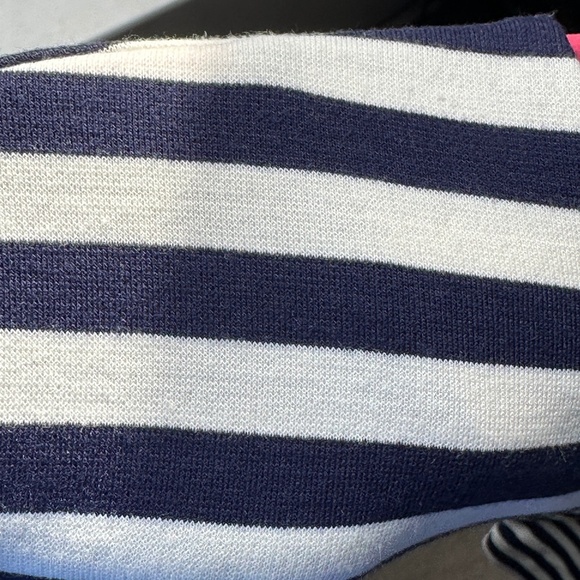 Women's J. McLaughlin Striped Knee Length Midi Dress Sized Medium Navy White - Picture 6 of 9